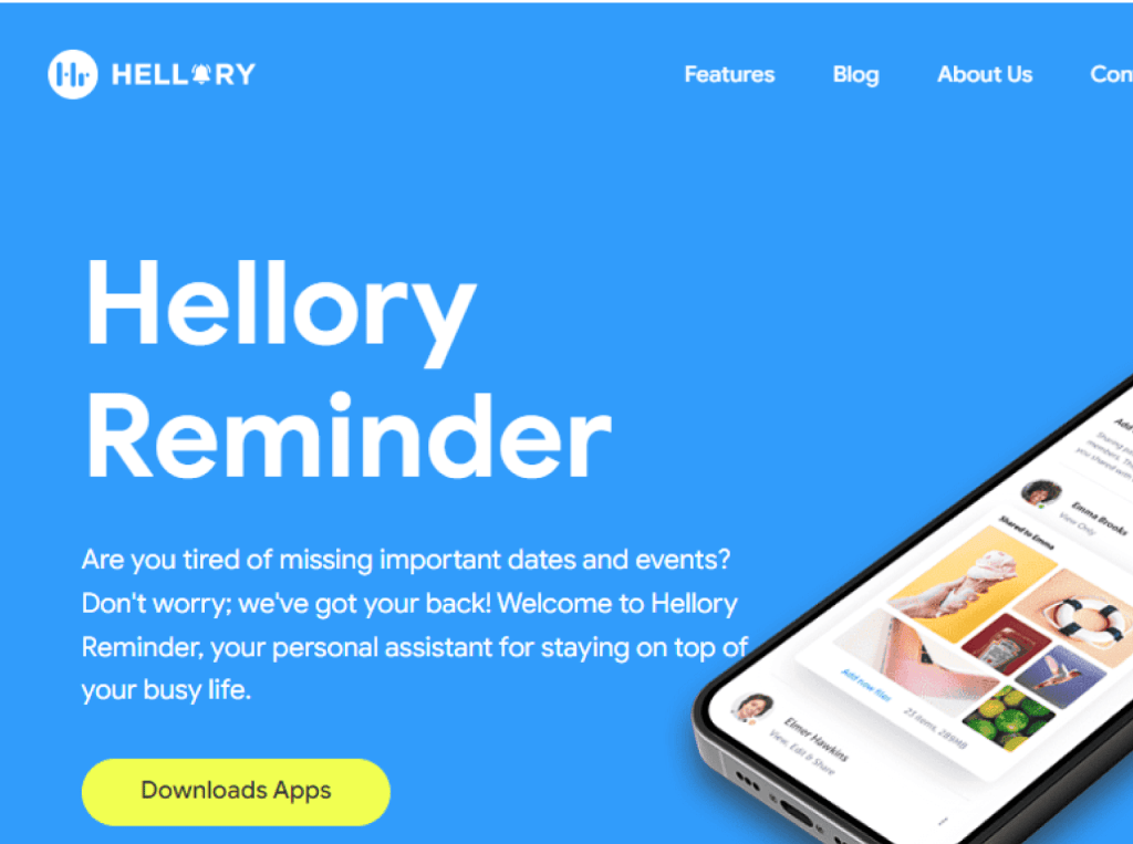 Hellory smart reminder mobile app screens for recurring reminders and notifications